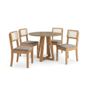 Ver imagem 2 de Conjunto Sala de Jantar Mesa Pilar 4 Cadeiras Gardeni Tampo Vidro 105cm Marrom/Canela/Freijo/Bronze/Bege