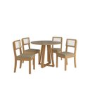 Ver imagem 5 de Conjunto Sala de Jantar Mesa Pilar 4 Cadeiras Gardeni Tampo Vidro 105cm Marrom/Canela/Freijo/Bronze/Bege