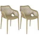 Ver imagem 1 de Kit 2 Cadeiras de Jantar Design Suits com Braços Empilhável em Polipropileno - Nude