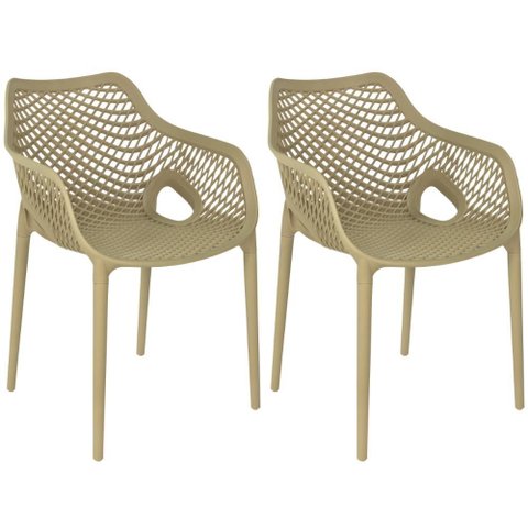 Kit 2 Cadeiras de Jantar Design Suits com Braços Empilhável em Polipropileno - Nude
