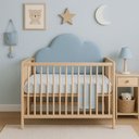Ver imagem 2 de Cabeceira Modulada Nuvem Estofada Painel Infantil para Berço Azul-Celeste
