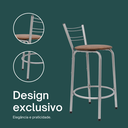 Ver imagem 4 de Kit 6 Banquetas para Balcão Flórida Prata 60cm Cozinha Gourmet Bistrô Bancada Piscina Área de Lazer