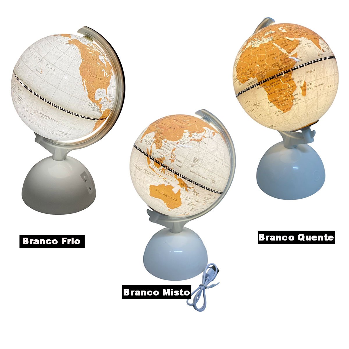 Globo Terrestre Luminoso Giratorio 3 Tons Touch Usb Mapa Mundi Interativo Decoraçao Quarto Sala Mesa - 2