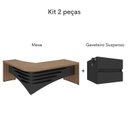 Ver imagem 6 de Mesa para Escritório em L Diretor em Tamburato com com Chave 2 Gavetas Nogal e Preto Artany