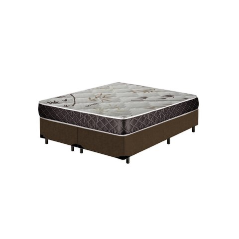 Cama Box King Colchão Aylla Espuma D33 NK Camas + Box Suede 64x193x203:Marrom