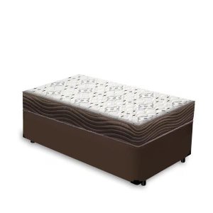 Cama Base Box Solteiro Marrom Colchão Iso 150 D45 - Ortobom