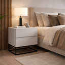 Ver imagem 2 de Kit 2 Mesas de Cabeceira para Quarto Casal Eros 45cm Base Ferro Estilo Moderno Pés Preto:off