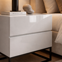 Ver imagem 3 de Kit 2 Mesas de Cabeceira para Quarto Casal Eros 45cm Base Ferro Estilo Moderno Pés Preto:off