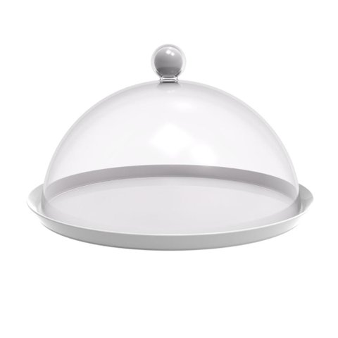 Porta Bolo Bubble Crippa 25 Cm de Diametro com Base Resistente e Cúpula Transparente -branca