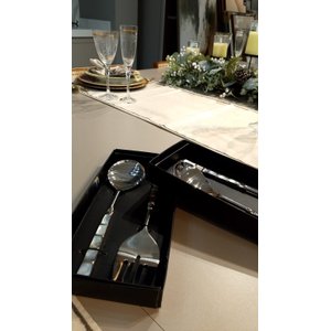 Conjunto para Salada em Inox e Madreperola Colher e Garfo