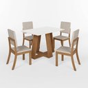 Ver imagem 2 de Conjunto Sala Jantar Mesa Lins 120 cm Canto Reto com Vidro 4 Cadeiras Milla Henn
