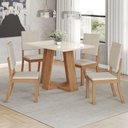 Ver imagem 1 de Conjunto Sala Jantar Mesa Lins 120 cm Canto Reto com Vidro 4 Cadeiras Milla Henn