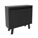 Ver imagem 1 de Balcão para Escritório 90cm com 2 Portas Amêndoa Tecnomobili Me4187 Cor: Preto