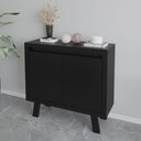 Ver imagem 2 de Balcão para Escritório 90cm com 2 Portas Amêndoa Tecnomobili Me4187 Cor: Preto
