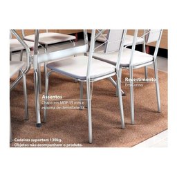 Conjunto: Mesa de Cozinha Reno c/ Tampo de Vidro 150cm + 6 Cadeiras Florença Cromada - Assento - 4