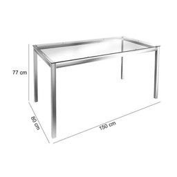 Conjunto: Mesa de Cozinha Reno c/ Tampo de Vidro 150cm + 6 Cadeiras Florença Cromada - Assento - 5