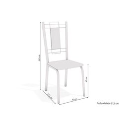 Conjunto: Mesa de Cozinha Reno c/ Tampo de Vidro 150cm + 6 Cadeiras Florença Cromada - Assento - 6