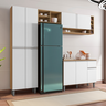 Kit de Cozinha Completo 230cm Vanessa 3 Peças Ajl Móveis:amêndoa Branco - 2