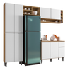 Kit de Cozinha Completo 230cm Vanessa 3 Peças Ajl Móveis:amêndoa Branco - 1