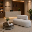 Ver imagem 2 de Sofá Fit 120cm 2 Lugares Moderno Sala Consultório:Cinza/Bouclé