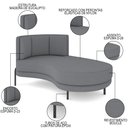 Ver imagem 3 de Chaise Longue Divã 164cm Braço Direito Logus D06 Bouclê Cinza - Mpozenato