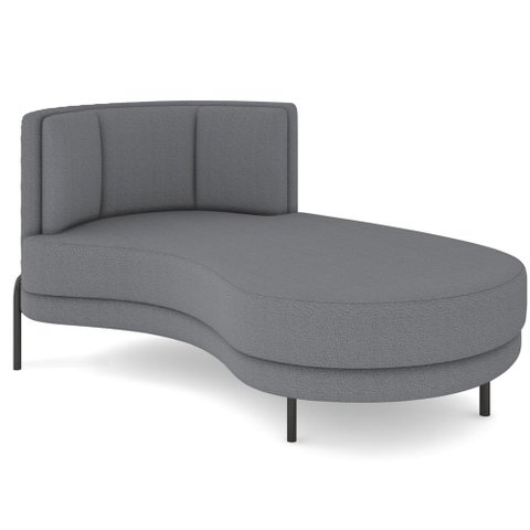 Chaise Longue Divã 164cm Braço Direito Logus D06 Bouclê Cinza - Mpozenato