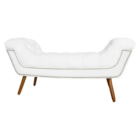 Recamier Calçadeira Estofado Sienna Casal 140 Cm Corano Branco - LM DECOR