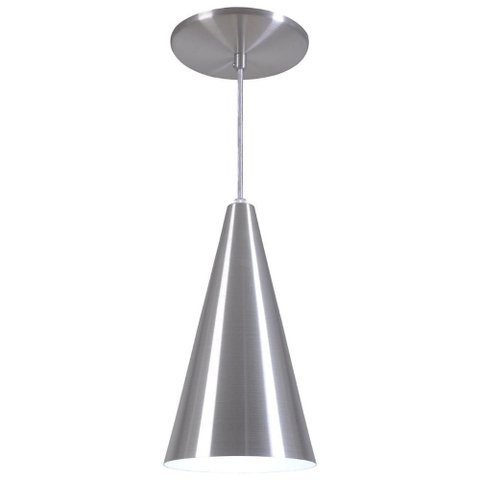 Pendente Cone Luminária Lustre Alumínio Prata