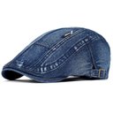 Ver imagem 1 de Boina Italiana Jeans Algodão de Jornaleiro Design Liso Ajustável Azul Escuro