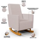 Ver imagem 5 de Poltrona de Amamentação com Balanço e Puff Ravena W01 Linho Bege - Lyam Decor