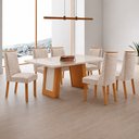 Ver imagem 1 de Mesa de Jantar Carolina 180cm Tampo MDF Vidro Canto Copo com 6 Cadeiras Carolina