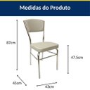 Ver imagem 7 de Kit 2 Cadeiras Cozinha Reforço Cromada Assento Grosso Confortável Encosto Estofado Cor Prata