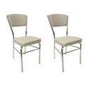 Ver imagem 1 de Kit 2 Cadeiras Cozinha Reforço Cromada Assento Grosso Confortável Encosto Estofado Cor Prata