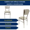 Ver imagem 6 de Kit 2 Cadeiras Cozinha Reforço Cromada Assento Grosso Confortável Encosto Estofado Cor Prata