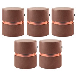 Kit 05 Puffs Bancos Decorativos Redondo Porto 49x43cm Corano Coffee - Desk Design - 1