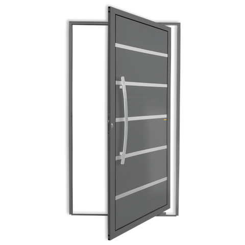 Porta Pivotante Alumínio Lambril Premium c/Puxador e.Cinza 100 Brimak