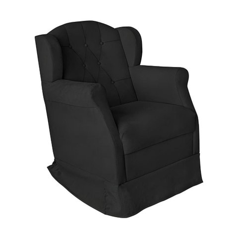 Poltrona Amamentação Cadeira Reforçada Balanço Lile Suede Preto