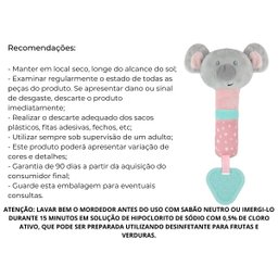 Mordedor com Chocalho Buzininha Buba Coala Rosa Brinquedos para Bebê Pelúcia - 7