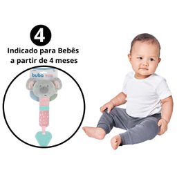 Mordedor com Chocalho Buzininha Buba Coala Rosa Brinquedos para Bebê Pelúcia - 5