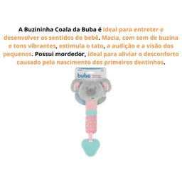 Mordedor com Chocalho Buzininha Buba Coala Rosa Brinquedos para Bebê Pelúcia - 6
