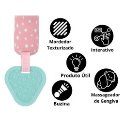 Mordedor com Chocalho Buzininha Buba Coala Rosa Brinquedos para Bebê Pelúcia - 4