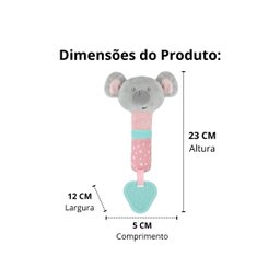 Mordedor com Chocalho Buzininha Buba Coala Rosa Brinquedos para Bebê Pelúcia - 8