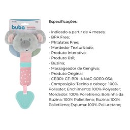 Mordedor com Chocalho Buzininha Buba Coala Rosa Brinquedos para Bebê Pelúcia - 9
