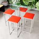 Ver imagem 1 de Conjunto Mesa Alta Bar Bistrô Redonda Vidro 4 Bancos Estofado Don Castro Decor