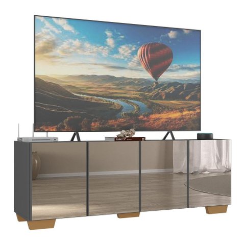 Rack Tv até 50 Polegadas com Espelhos 4 Portas Multimóveis Mp1083 Grafite/natural