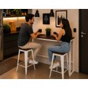Ver imagem 3 de Mesa Jantar Aparador Bancada Alta Industrial 190x80cm Tampo Vermelho Pés Branco