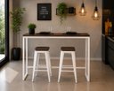 Ver imagem 2 de Mesa Jantar Aparador Bancada Alta Industrial 190x80cm Tampo Vermelho Pés Branco