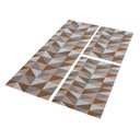 Ver imagem 3 de Kit Tapetes e Passadeira De Cozinha 3 Peças Antiderrapante Ladrilhos Caramelo e Cru