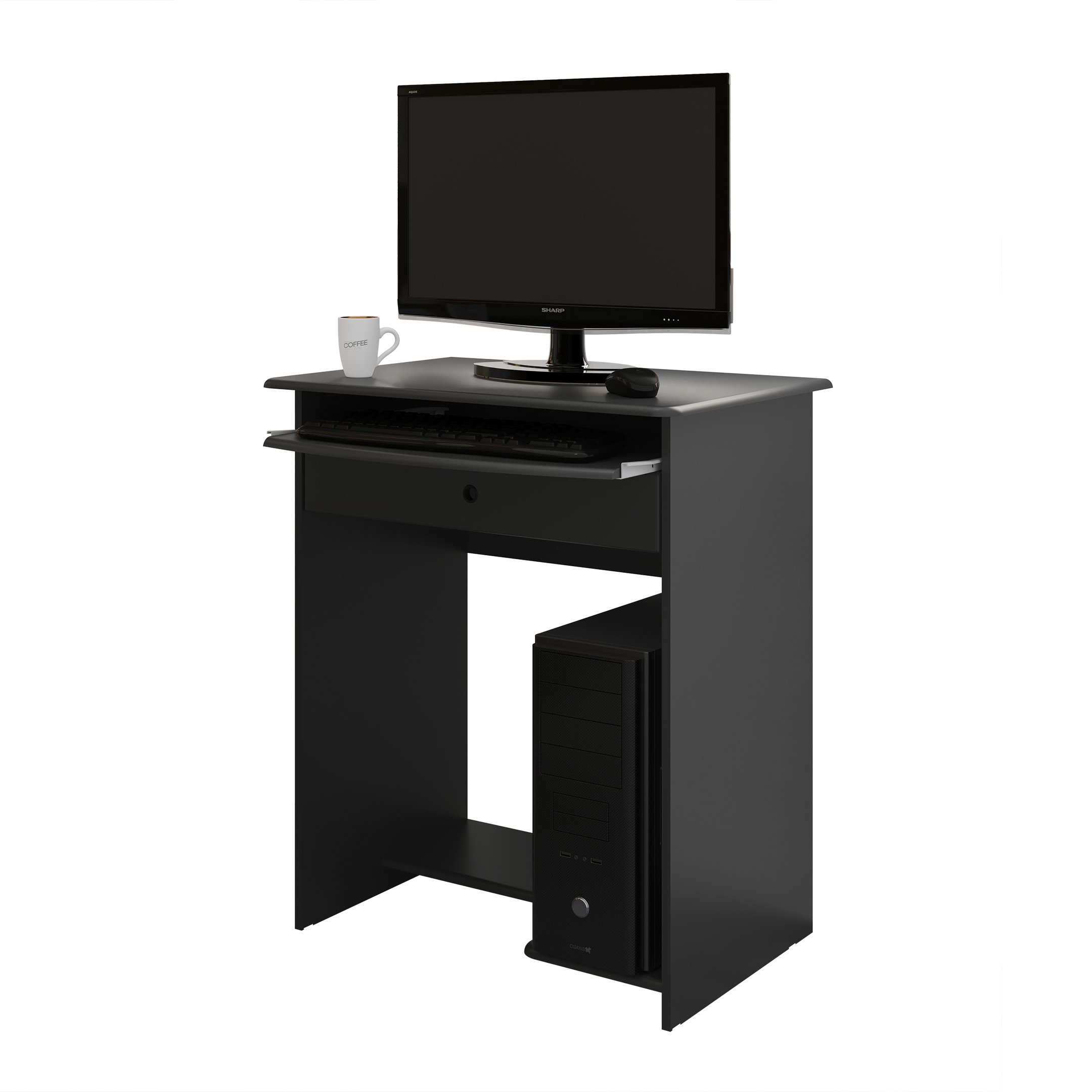 Escrivaninha EJ Móveis Mesa de computador prática com gaveta:Black