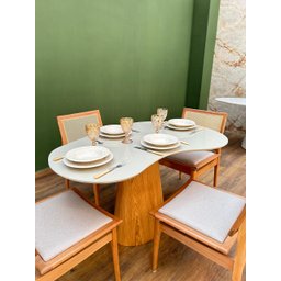 Mesa de Jantar Cone Orgânica Beca 120x80cm Madeira Freijó e Offwhite - 2